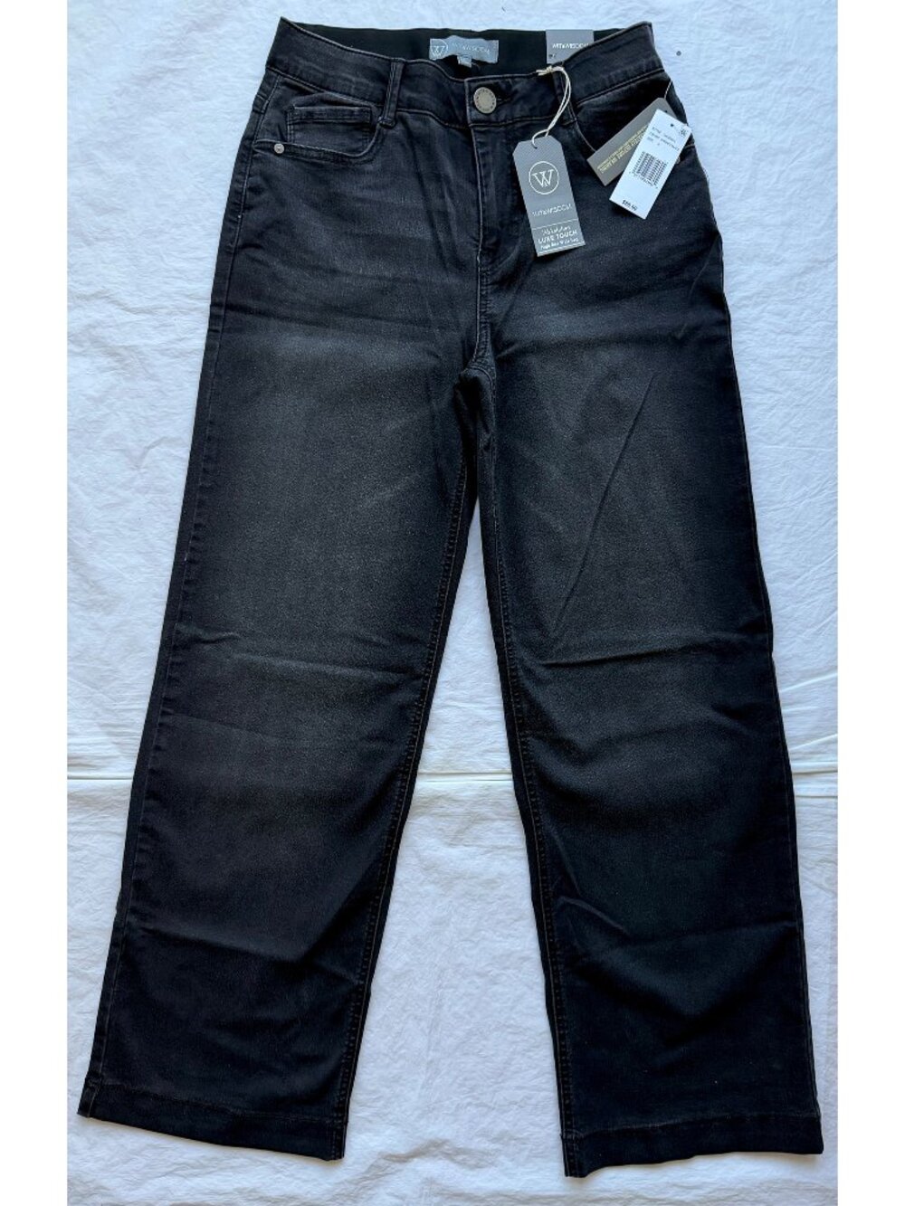 WIT & WISDOM NWT SAM HIGH RISE WASHED BLACK WIDE LEG JEAN. SIZE 6 - Picture 7 of 15